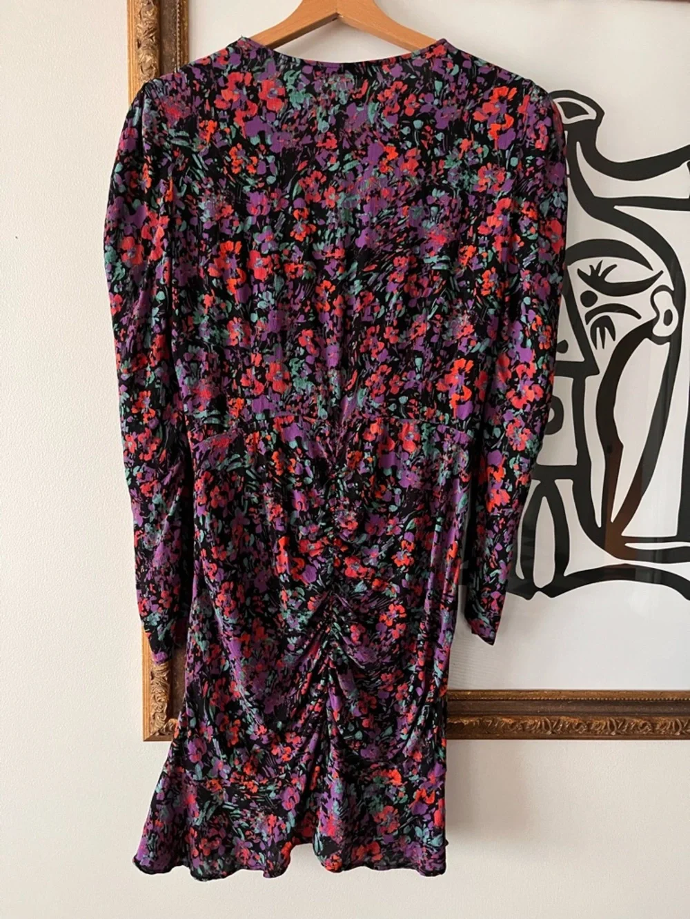 Zara Floral Ruched Mini with Ruffle Hem - Picture 8 of 9